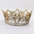 Vintage Crown Tiara Hairband Wedding Bride Luxury Hair Accessories  Alloy Rhinestone Round Headband For Women Girls Feast